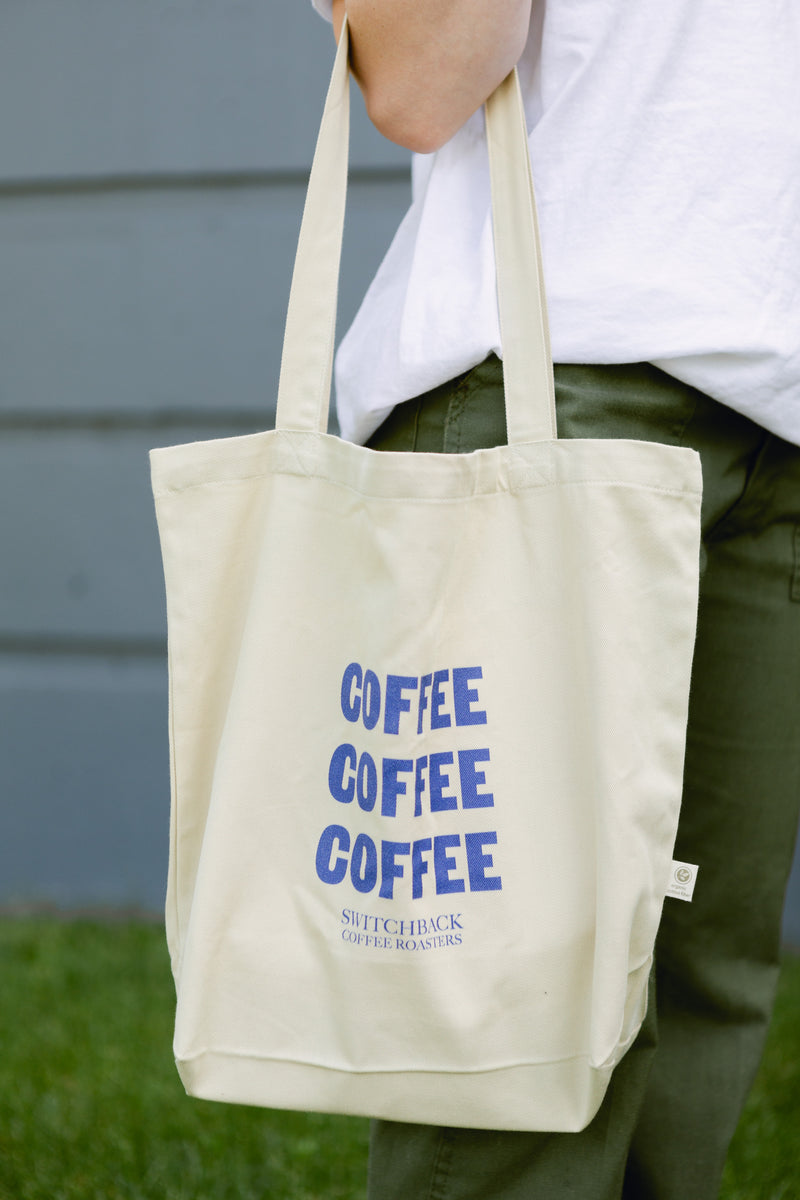 White And Grey Canvas Blue deals Moon Coffee Tote